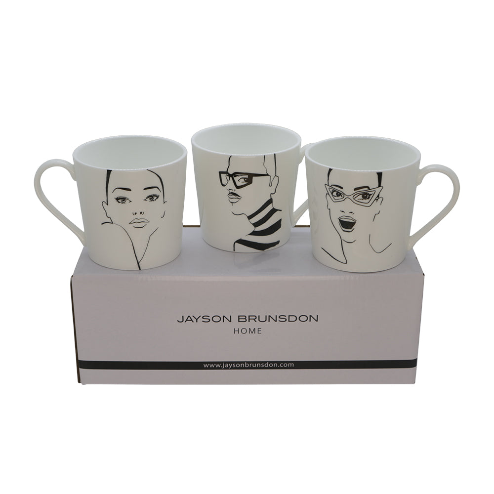 BEAUTIFUL HIPSTER CATEYES - Set of 3 Art Mugs - Jayson Brunsdon Home